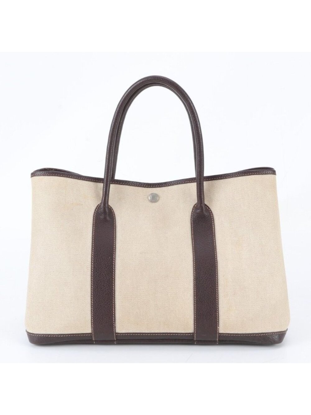 Hermes Garden Party Toile H Leather Tote Bag Shoulder Business